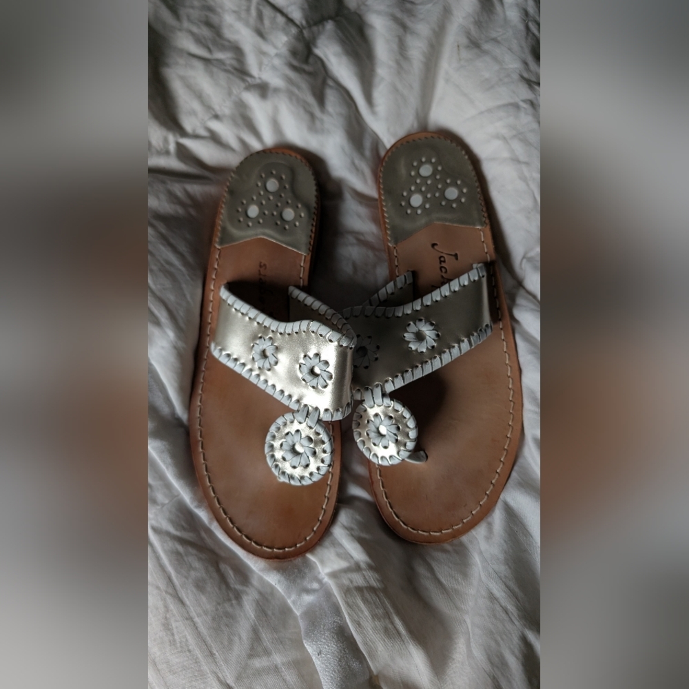 Women’s Jack Rodgers Gold And White Sandals